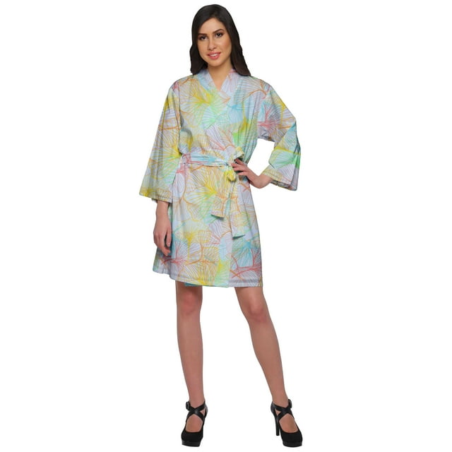 Moomaya Short Robe For Women Plus Size Printed Cotton Robe Lightweight Nightwear