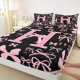 thumbnail image 4 of Erosebridal Pink Personalized Initial H Bed Sheets 4pcs,Cartoon Dreamy Bow Knot King Sheets,Microfiber Bedroom Decor, 4 of 5