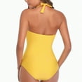 thumbnail image 5 of Hessimy Tummy Control Swimwear Halter One Piece Vintage Retro Swimsuit Womens Ruched Push Up Bathing Suit(Yellow,XXL), 5 of 5