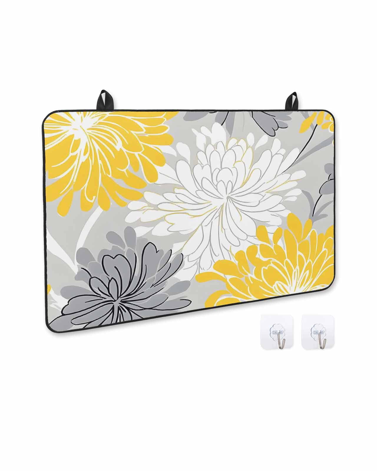 nqOlkjepod Large Induction Cooktop Protector Mat 24"x21", Yellow Flowers Stove Top Covers for Electric Stove, Retro Country Pastoral Garden Florals Stove Burner Cover Mats, Glass Top Stove Cover