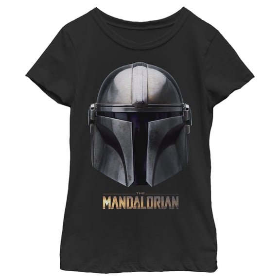 Girl's Star Wars: The Mandalorian Iconic Helmet Graphic Tee Black X Small