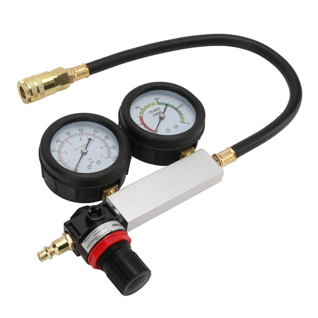Cylinder Leakage Tester,Cylinder Leak Down Tester Gasoline Engine Compression Dual Gauge Detecting Tool Replacement Fit For Pressure Check Leakage Rate Test
