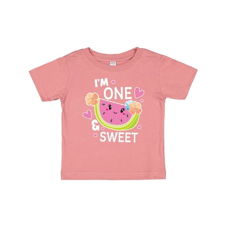 

Inktastic Im One and Sweet with Watermelon Gift Baby Girl T-Shirt