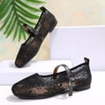 thumbnail image 4 of Wensltd Women Shoes Spring Fall Square Toe Flats Lace Design Mesh Upper Cutout Style Shoes Dressy Wear, 4 of 8