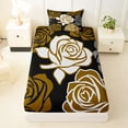 thumbnail image 3 of Erosebridal Black Brown Twin Sheet Sets, Romantic Rose Flower Bedding for Girls, 3 Pieces, 1 Flat Sheet 1 Fitted Sheet and 1 Pillowcase, 3 of 5