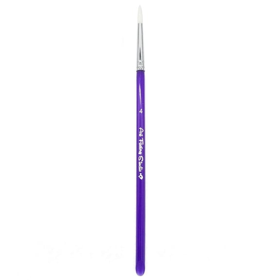 Art Factory Studio Face Painting Brush - Round #4, Professional Face Painting Brush, Purple Acrylic Handle, Synthetic Bristles, Nickel Plated Ferrule