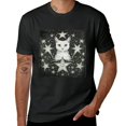 thumbnail image 2 of PIKWEEK Black anime cat head circular portrait moon pentagram, designed shirt, artistic display, T-shirt lover gift casual breathable men, women, boys, girls, children Black, 2 of 4