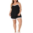 thumbnail image 2 of Agnes Orinda Women's Plus Size Pajamas Sets Cami Lace Panel Elastic Waist Shorts Sleepwear Loungewear, 2 of 4