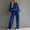 Blue women 2 piece lounge set a1, variant on Bzdzmqm Women's 2 Piece Outfits Long Sleeve Crop Top and Wide Leg Pants Casual Lounge Set Solid Color Basic Tracksuit with Elastic Waist Comfy Fall Daily Wear, Gray L