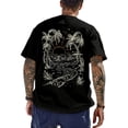 thumbnail image 4 of Mens Graphic T-shirts Short Sleeve Crewneck Tee Beach Vacation Print Loose Summer Beachwear Top Black L, 4 of 7
