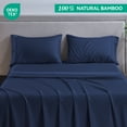 thumbnail image 6 of GTNSHUAI Luxury 100% Bamboo Cooling Bed Sheets Set, 4 Pieces Queen Sheets Hotel Luxury Silky Bed Sheets with 16" Deep Pocket, Navy Blue, 6 of 7