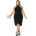 thumbnail image 3 of DARING DIVA Plus Size Cocktail Halter Neck Sleeveless Bodycon Dress 1X Black, 3 of 6