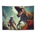 thumbnail image 5 of ONETECH Funny Space Astronaut Dinosaur Tapestry for Men Guys Bedroom, Cool Trippy Universe Planet Art Tapestries Wall Hanging College Dorm Boys Room Decor Psychedelic Blacklight Galaxy Poster Blanket, 5 of 7