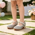 thumbnail image 2 of VeFlora Girls Dress Shoes, Glitter Princess Shoe, Flower Mary Jane Low Heels, Party Wedding Prom Footwear for Toddler Kids(Silver/3.5-4 Years Little Child), 2 of 7