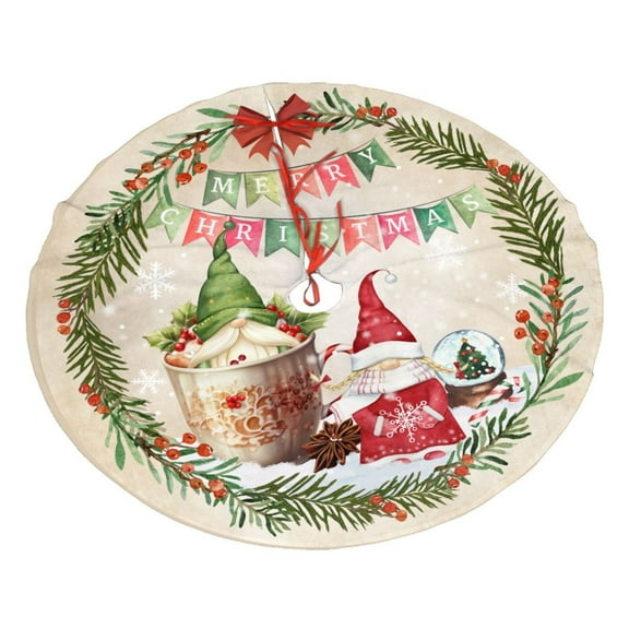 Santa Claus Gnome Christmas Tree Skirt 30" For Xmas Halloween New Year Ornaments Decoration Holiday Party Home Tree Mat Decor