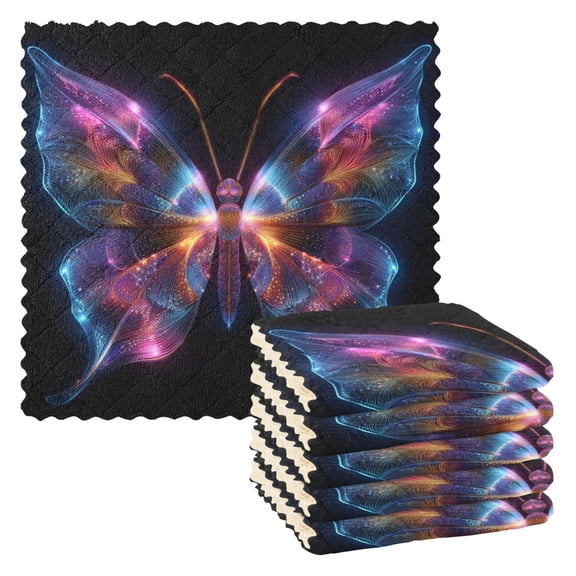 6 Pieces of Kitchen Towels 11x11Inch Kitchen Dish Cloths Kitchen Dish Towels Reuseable Cleaning Cloths Vibrant Colored Butterfly