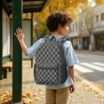 thumbnail image 6 of Gray and Black Checkered Pattern 17" School Backpacks for Teens,Waterproof Oxford Fabric,S-Shape Padded Straps for School,Travel,Hiking,Camping, 6 of 6