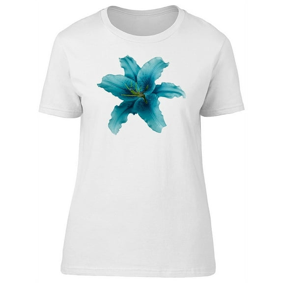 Beautiful Turquoise Lily Flower T-Shirt Women -Image by Shutterstock, Female Large