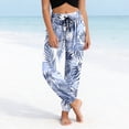 thumbnail image 2 of SONXAHE Leaf Print Jogger Pants for Women Elastic Ankle Beach Vacation Trousers, 2 of 6