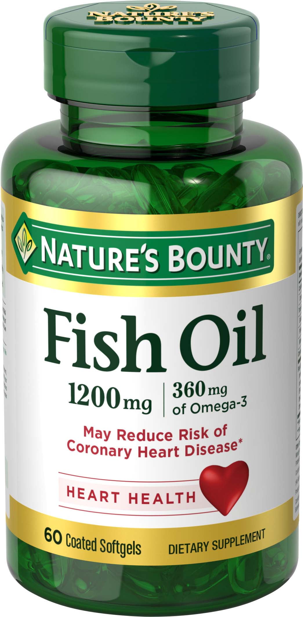 Nature's Bounty Fish Oil With Omega 3 Softgels, 1200 Mg, 60 Ct