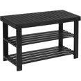 thumbnail image 1 of Shoe Rack Bench, 3-Tier Bamboo Shoe Organizer Storage Shelf, Holds 264 lb, Black ULBS04H, 1 of 8