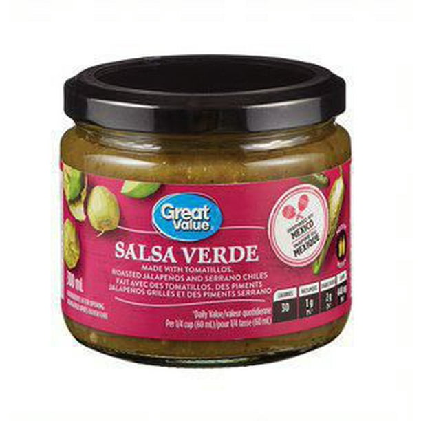 Great Value Salsa Verde Inspired by Mexico Made with tomatillos, Roasted jalapeños and
