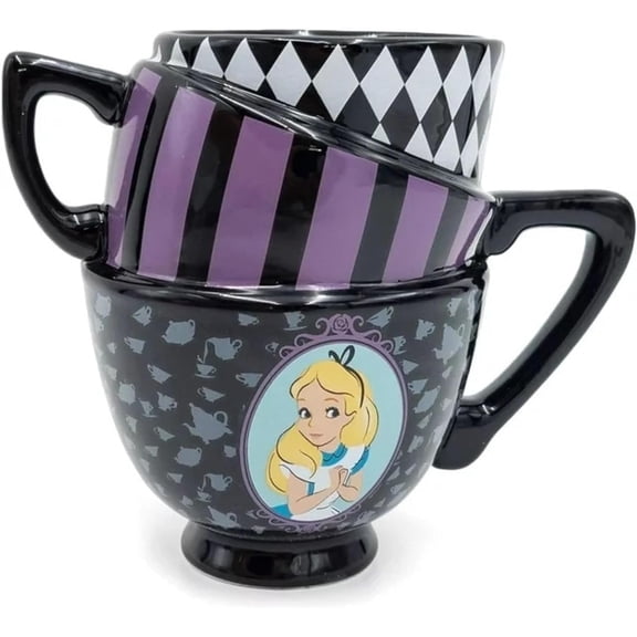 Silver Buffalo Disney Alice in Wonderland Stacked Teacup 3D Sculpted Ceramic Coffee Mug, 20 Ounces