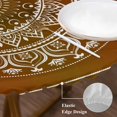 thumbnail image 3 of Orange Boho Round Tablecloth, Fitted Table Cover with Elastic for 45"-54" Round Tables, Country Vintage Ethnic Abstract Geometric Table Cloth Outdoor Indoor Dinning Party Waterproof Tablecloths, 3 of 7