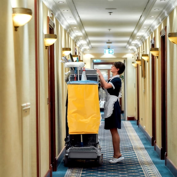 WRISTBIQUE 1Pc Heavy Duty Yellow Housekeeping Cart Bag Replacement with Eco Friendly Design