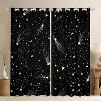 Feelyou Horoscope Black Out Curtains, Stars Starry Sky Curtains Pack of 2 (42x63 Each)