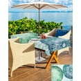 thumbnail image 5 of Hokiten Outdoor Tablecloths with Umbrella Hole & Zipper, Green Floral Circle Tablecloth Rectangle 60x84 Inch, Watercolor Abstract Art Waterproof Table Cloth, Patio/Pool/Picnic Table Covers, 5 of 7