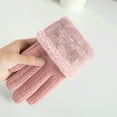 thumbnail image 5 of Xfvqtps Womens Touchscreen Gloves Plush Wrist Edge Plaid Thickened Solid Color Simplicity Hand Warmers Comfortable Soft Elegant Thermal Windproof Snow Winter Mittens Pink, 5 of 5
