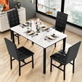 thumbnail image 7 of Lamerge 4-person marble dining table and chairs set for kitchens, dining rooms, breakfast corners, compact spaces, with faux marble pattern table and 4 PU leather upholstered chairs, beige + black, 7 of 7