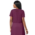thumbnail image 2 of Jessica London Women's Plus Size V-Neck Short Sleeve Open Front Button Up Crochet Shrug, 2 of 5