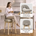 thumbnail image 4 of ReNest 27" Swivel Bar Stools, Upholstered Barstools with Wood Legs & Footrest, Counter Height Stools for Kitchen Island & Home Bar, Sand Fabric, Set of 4, 4 of 14