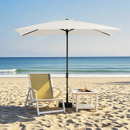 JUSTLET 8 x 10 ft Outdoor Rectangular Patio Market Umbrella Off-White