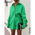 thumbnail image 1 of Sampic, traje azul para mujer, camisa holgada informal de manga larga 2022, Tops de verano y Mini pantalones cortos, chándal de moda, conjunto de dos piezas, trajes Tan Jianjun  unisex, 1 of 2