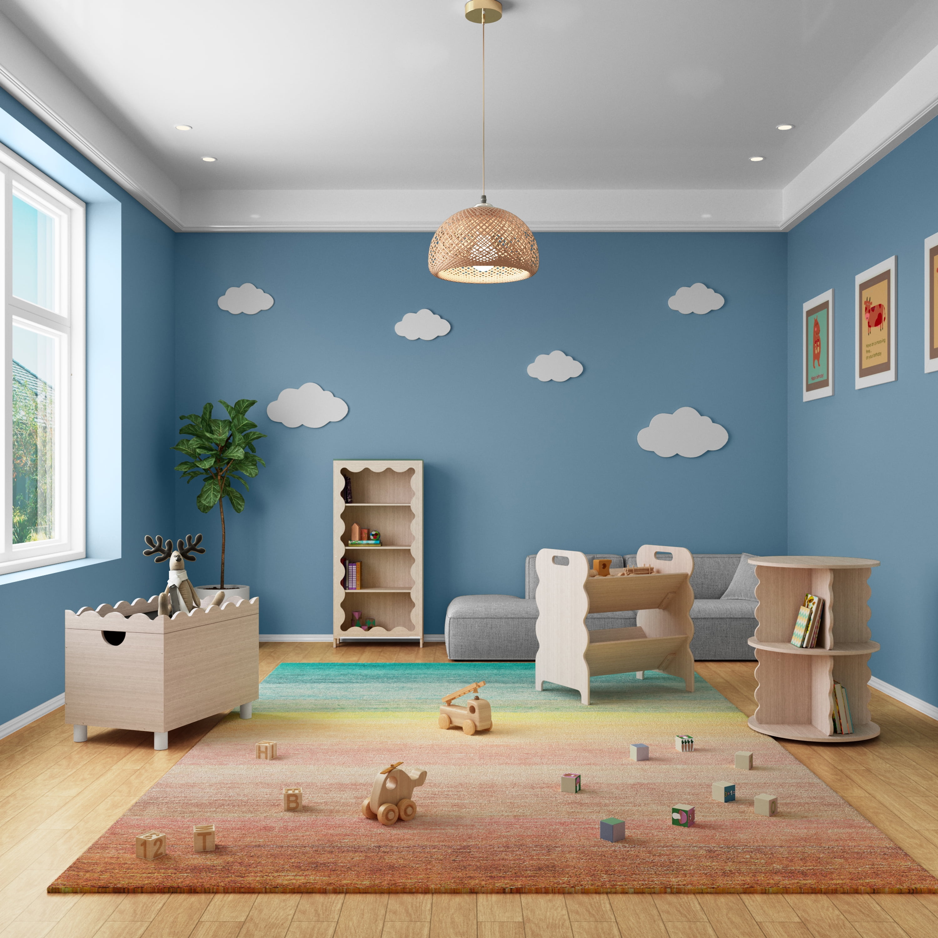 House of Happy Wiggle Storage Unit, Natural for Kids Classroom, Kids Playroom or Kids Bedroom