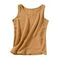 thumbnail image 3 of Horkkom Linen Tops for Women Fashion V Neck Solid Color Tank Tops Summer Casual Loose Sleeveless Tops XXL, 3 of 8