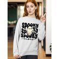 thumbnail image 3 of Spooky Vibes Cute Ghost Halloween Costume Crewneck Sweatshirt, S, White, 3 of 6