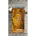 thumbnail image 3 of Ambesonne Fall Quilted Bedspread Set 2 Pcs, Scenic Outdoors Empty Road, Twin Size, Redwood Yellow Orange, 3 of 3