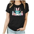 thumbnail image 2 of Aobny Easter Cute Women's Leisure T-Shirts Rabbits Black Clothes Short Sleeve Crew Neck Bunnies Adults Clothes, 2 of 6