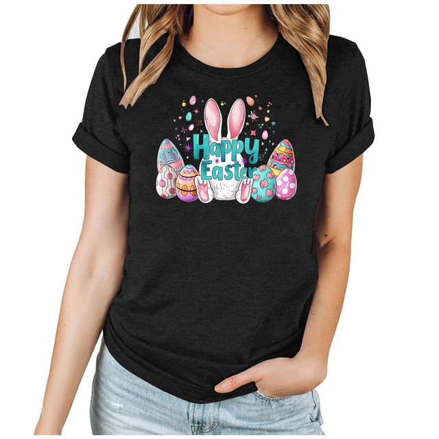 Mujeres Manga Corta de Verano Tops Día de San Valentín Impreso Cuello Redondo, Camisa de Moda Casual Blusa