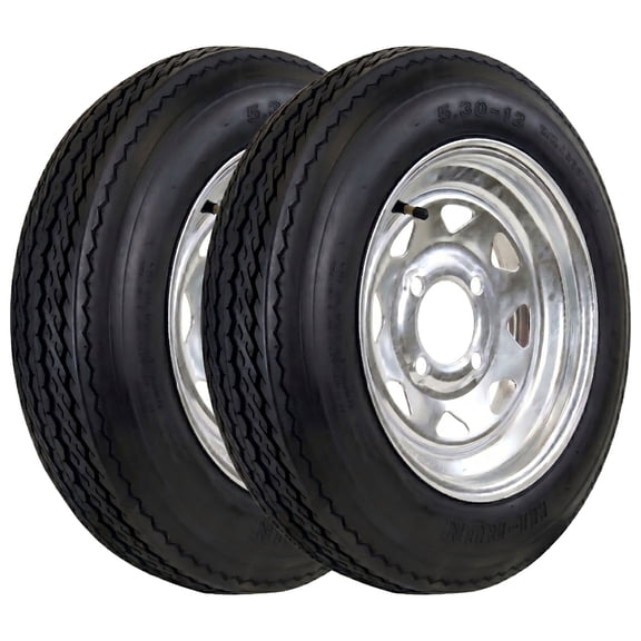 Hi-Run 2 Set SU02 5.30-12 6PR Boat Trailer Tire with 4 Lug on 4" Galvanized Wheel Assembly
