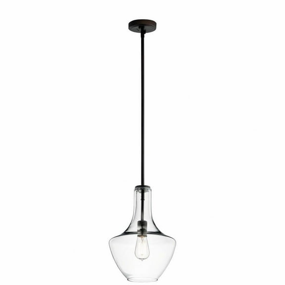 1 Light Contemporary Large Bell Shade Pendant Light Fixture with Clear Glass-Olde Bronze Finish-Clear Glass Color Bailey Street Home 147-Bel-1634535