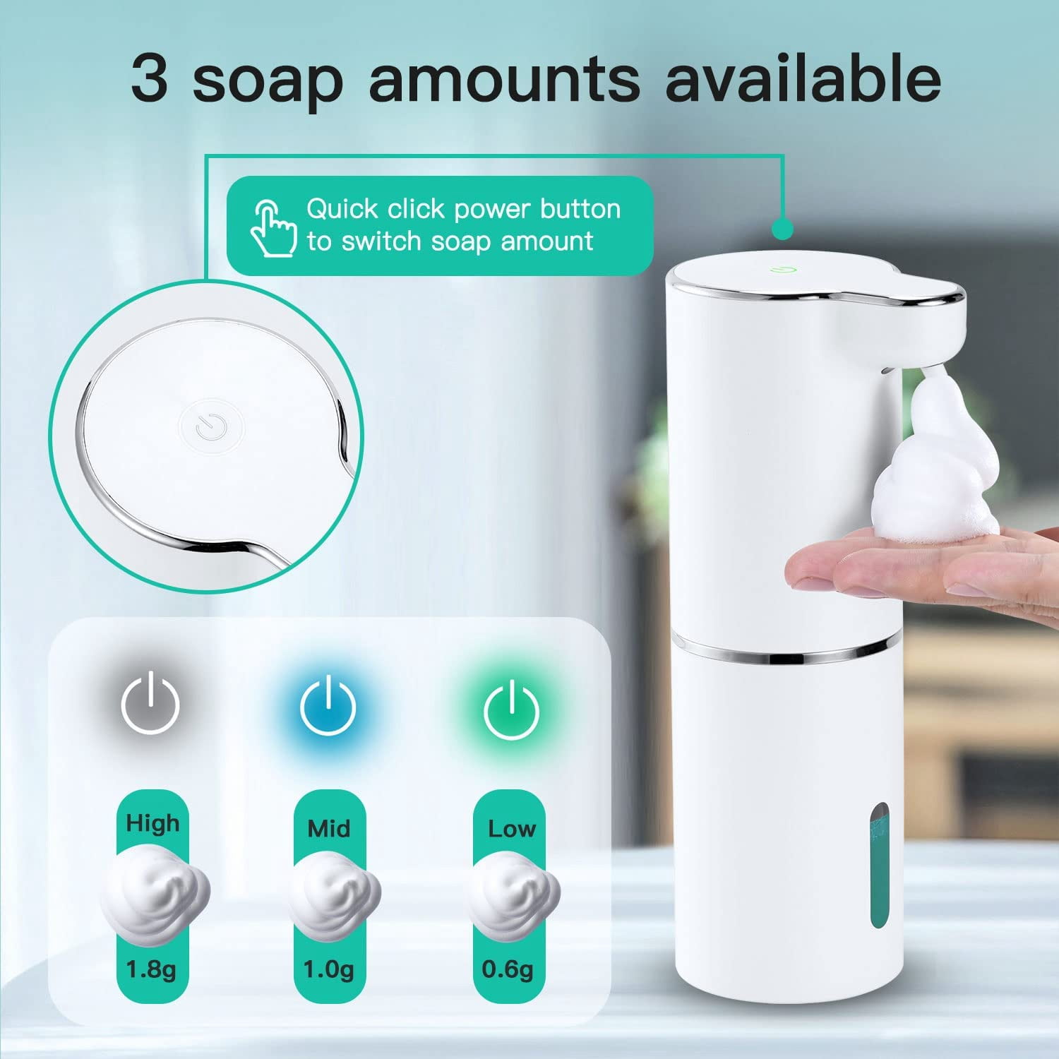 Rechargeable Hand Soap Dispenser 300mlx2 Self Adhesive And Shampoo