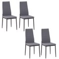 thumbnail image 1 of HOMCOM Ensemble de 4 Chaises de Salle à Manger, Chaises d'Appoint Rembourrées en Tissu de Lin, Gris, 1 of 10
