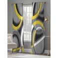 thumbnail image 4 of Modern Abstract Art Sheer Curtains 108 Inch Long 2 Panels, Yellow Grey Geometric Circle Light Filtering Rod Pocket Semi Sheer Curtains, Sheer Voile Drapes for Living Room Bedroom, 52"x108", 4 of 5