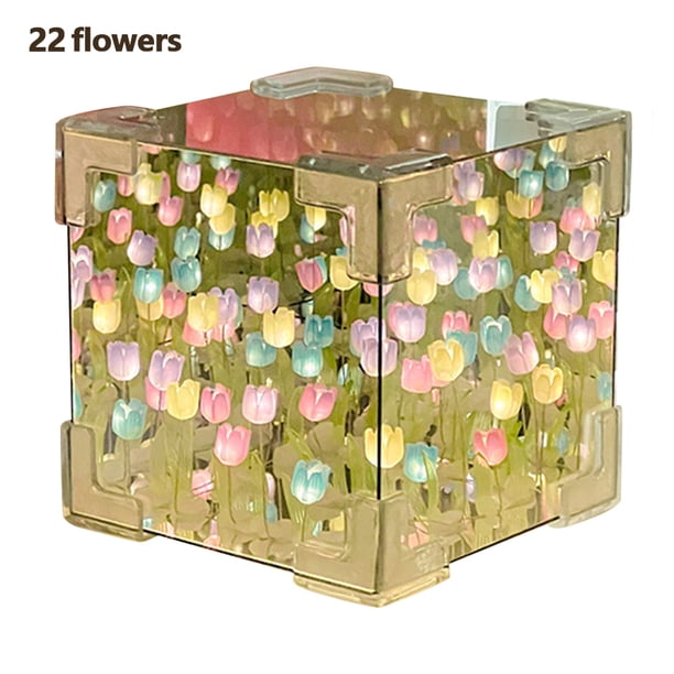 Lámpara Mesa Flores Tulipán Espejo Hecha A Mano DIY Regalos Cumpleaños