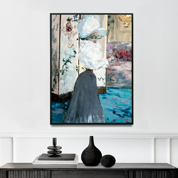 Woman Holding a Cup in Front of a Japanese Folding Screen - 1890-1900 | Henry Somm | Premium Fine Art Print | 19th Century French | Impressionism | Portrait